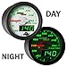 MaxTow Double Vision 260 F Transmission Temperature Gauge Kit - Includes Electronic Sensor - White Gauge Face - Green LED Illuminated Dial - Analog & Digital Readouts - for Trucks - 2-1/16