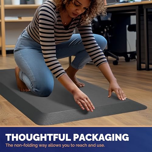 Image of FEATOL Anti Fatigue Mat for Standing, 9 /10 Extra Thick Ergonomic Standing Desk Mat, Comfort Memory Foam Standing Mat at Home,Office All Day (20 inch x 59 inch, Grey, 1PC)
