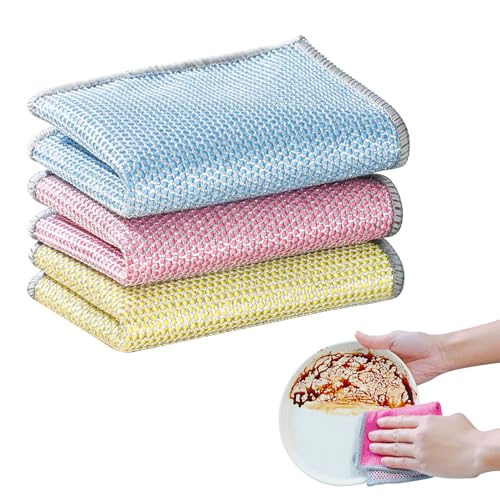 Viilich Pack of 3 Multi-Purpose Wire Dishcloths, Scourer Cleaning Cloth, Multifunctional Non Scratch Wire Dishcloth, for Wet and Dry, Reusable Cleaning Cloths, for Kitchen