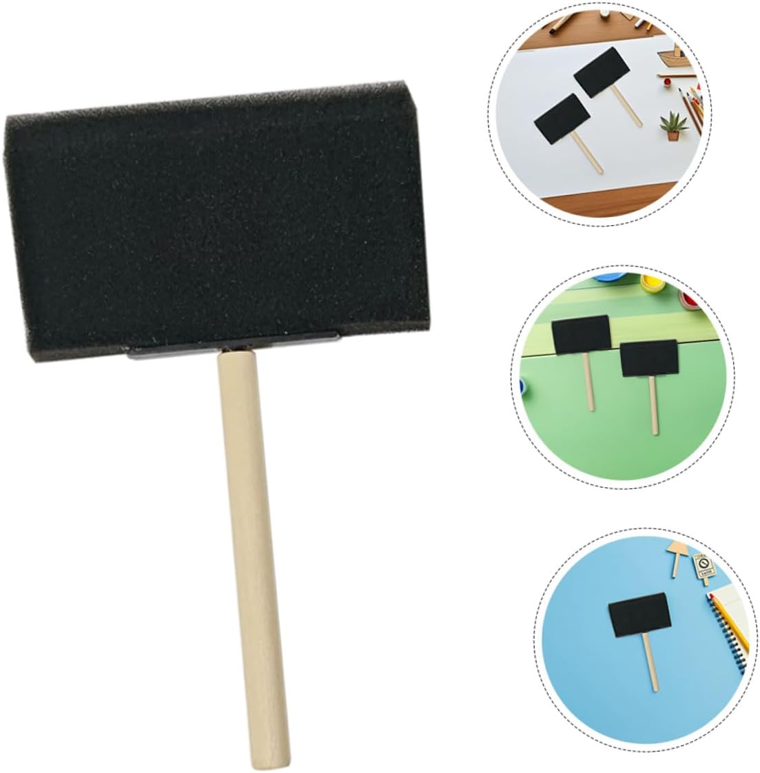 25pcs Black Foam Paint Brushes 4 Inch Wood Handle Sponge Applicator Brushes for Painting, Acrylic, Tempera, and Craft Projects