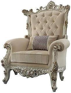 HomeStock Rococo Romance Accent Chair w/1 Pillow, Fabric & Antique Pearl