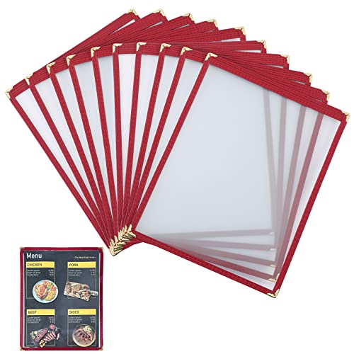 Flkqc Menu Covers 8.5 X 11 | Restaurant Recipe Menu Covers Transparent Restaurant Menu Covers For Kitchen, Drink, Wine Menu Covers Burgundy (10, 8.5"X 11" (1 Page, 2 View)) #TOP8