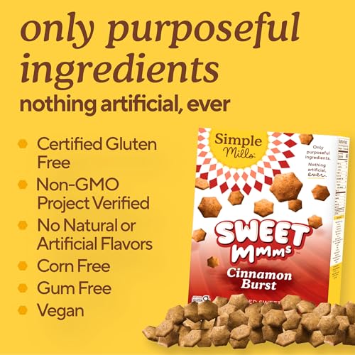 Image of Simple Mills Cinnamon Burst Sweet Mmms Baked Sweet Snacks, Bite-Sized Gluten Free Cinnamon Snacks Sweetened with Coconut Sugar, Light and Airy Crispy Texture, 1 Pack, 4 oz