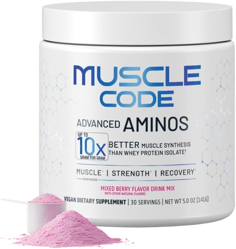 NAUTILUS Muscle Code Essential Amino Acid Powder Muscle Synthesis & Repair & Strength Natural Mixed Berry Flavor – 30 Servings Clinically Studied 0g Sugar, Keto, Vegan, Gluten Free, Dairy Free