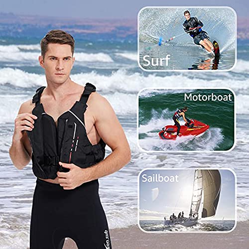 Yueta Swim Vest For Adult, Premium Buoyancy Swim Vests, Floation Swim Jacket With Adjustable Safety Strap Unisex Men Women Float Vest For Kayaking Boating Fishing (Black, S/M) #TOP5