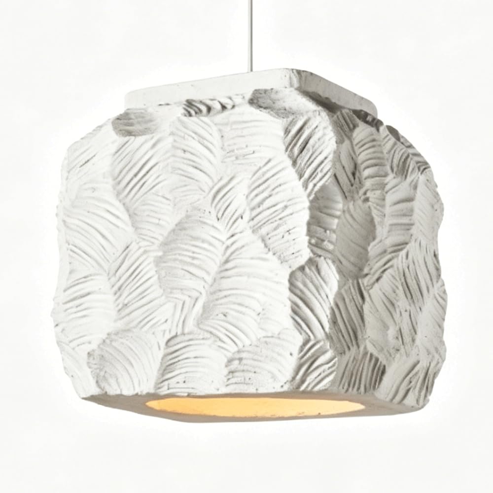 ESIYUVO Hotel Creative Hanging Lamp Wabi Sabi Pendant Light White Hand Carved Hanging Lamp High Density Polystyrene Chandelier Lighting Fixture for Dining Room Bedside Hallway Guesthouse Hotel