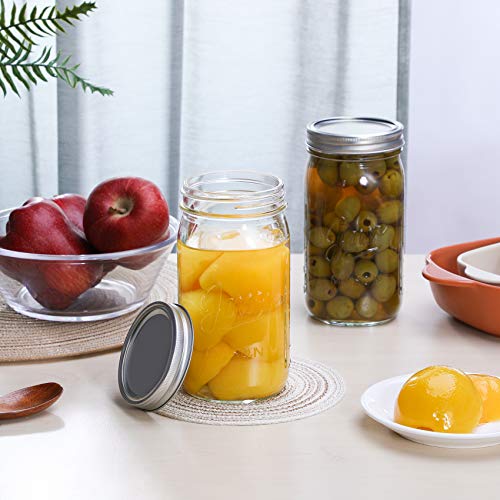 Wide Mouth Mason Jars 32 Oz, 8 Pack Large Glass Canning Jars With Metal Airtight Lids And Bands, Extra Leak-Proof Colored Lids, Chalkboard Labels And Marker, For Meal Prep, Food Storage, Canning, Preserving, Drinking, Diy Projects #TOP5