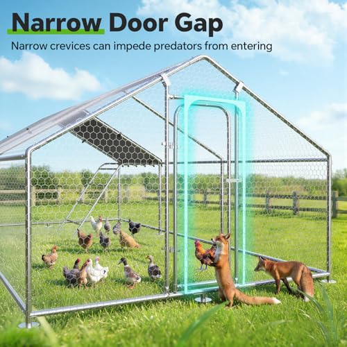 Image of 19.8x9.7 FT Extra Large Metal Chicken Coop, Walk-in Poultry Run