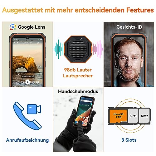 Blackview BV6200(2024) 13000mAh Outdoor Handy Ohne Vertrag, 98db Lautsprecher 6.56' HD+, 64GB/1TB...