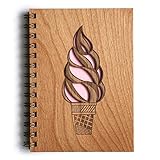 Ice Cream Laser Cut Wood Journal (Notebook/Birthday Gift/Gratitude Journal/Handmade/Christmas Gift)