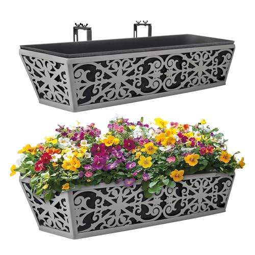2 Pack 24 Inch Window Boxes Planter for Outdoor Plants...