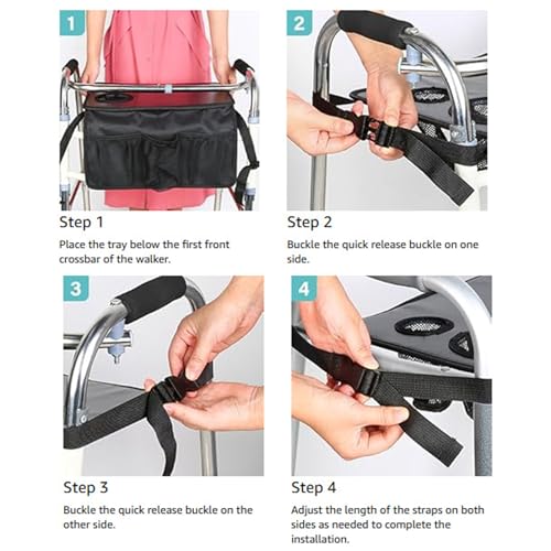 Plateau de marche pliant multifonctionnel avec multi-poches et porte-gobelet - 4