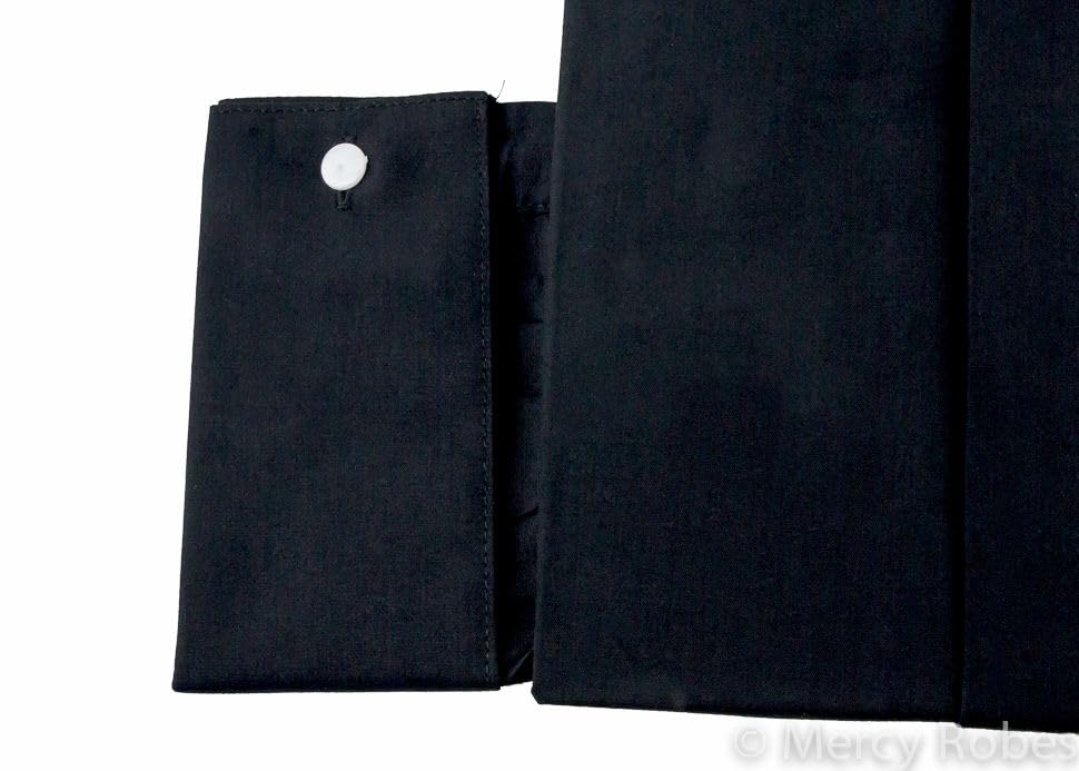 Mens Long Sleeves French Cuff Tab Clergy Shirt (Black)2