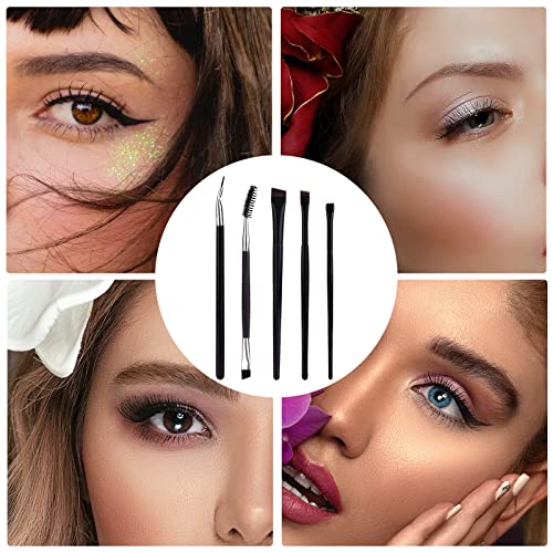 Savita 5Pcs Makeup Brush, Angled Brow Brush Eyeliner Brush Kit Eyeliner Brush Fine Angled Fine Angled Eyeliner Brush For Gel Liquid Eyelashes Eyebrows Eye Cosmetics #TOP6