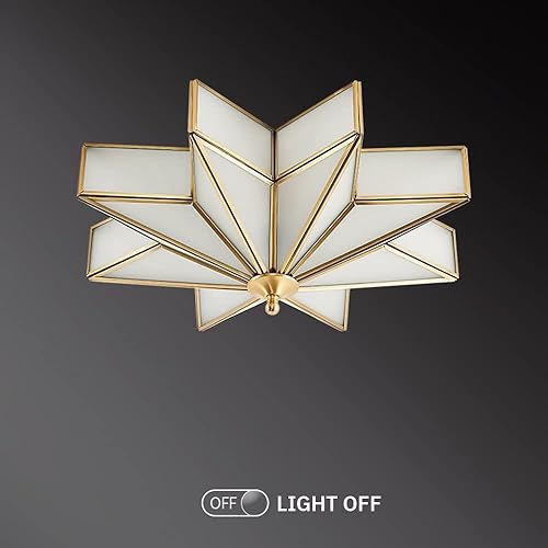 Miniatura 6 de MIXL Lámpara de techo empotrada en forma de estrella, 4 luces, estilo de mediados de siglo, lámpara de techo con pantalla de vidrio esmerilado