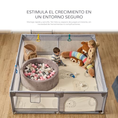 Miniatura 4 de Parque Infantil Xxl Nylon - 200x180 - Corralito Para Bebé Plegable - Parque De Juegos Para Bebe Seguro, Con Gateras Y Ventana Red - Con Ventosas - Fácil Montaje 200 180 Cm