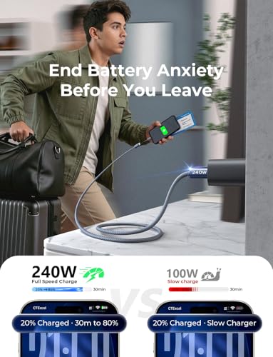 LISEN 240W USB C to USB C Cable for iPhone 17 Charging Cable [6.6ft, 2-Pack] for iPhone 17 Charger Fast Charging Cord, USBC Cable for iPhone Air 17 16 15 Pro Max Samsung S25 S24 iPad MacBook Switch