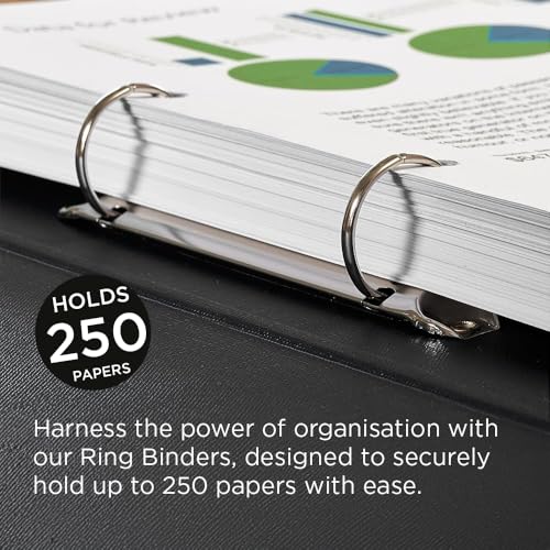 Exacompta A4 Ring Binder, 30mm Spine, 2 Ring, Document Folder, Assorted, Pack of 3 in Black, Stationery Folders for Filing Paperwork and Document Organisation - 226/0019Z - Image 3