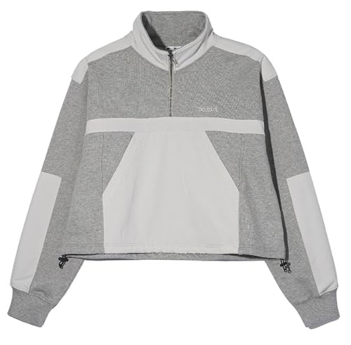 [???????] ????????????????? WOVEN MIX HALF ZIP TOP