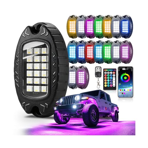 16Pods Heavy Duty Aluminum RGBW LED Rock Lights Kit for Truc...