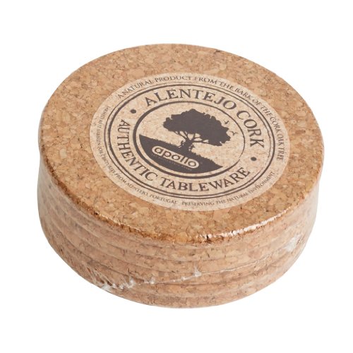Apollo Cork Coaster Set 6 Round 10cm, Brown, 10x0.7x10
