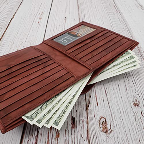 Men's Rfid Cowhide Leather European Hipster Bifold Wallet One Id Bd #TOP6