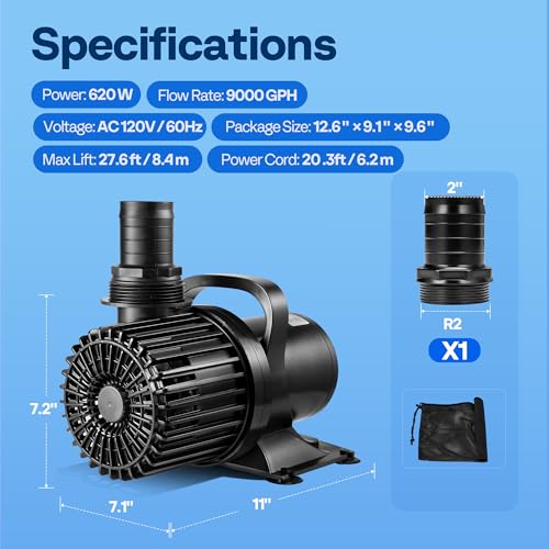 image for VIVOHOME Electric 620W 9000GPH Submersible Water Pump for Koi Pond Poo