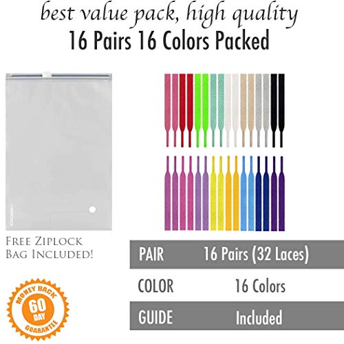 Pangaea [16 Pairs] Pack 31in 40in 47in 54in Flat Colored Shoe Laces Strings for Sneakers Skate Boots Sport (31inch, 80cm) - Thumbnail 2
