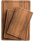 Acacia Wood Cutting Boards Set of 3 for Kitchen, Large Wooden Cutting Board with Juice Groove, Charcuterie Board, Chopping Board for Meat, Cheese, Fruits(17x12, 12x10, 12x7 inch)