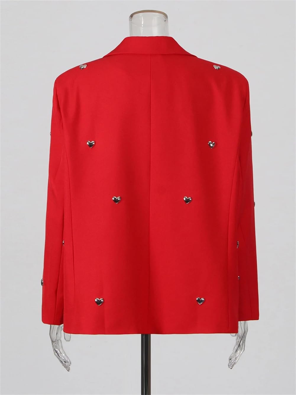 Spliced Heart Decoration Loose Blazers for Women Notched Collar Long Sleeve Patchwork Pocket Blazer