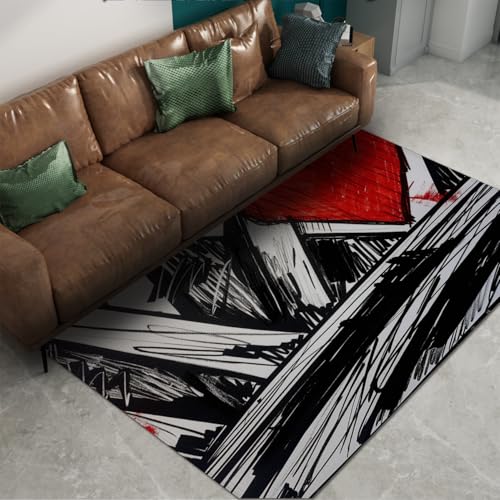 Tapis de salon abstrait rouge et noir pour sublimer votre intérieur