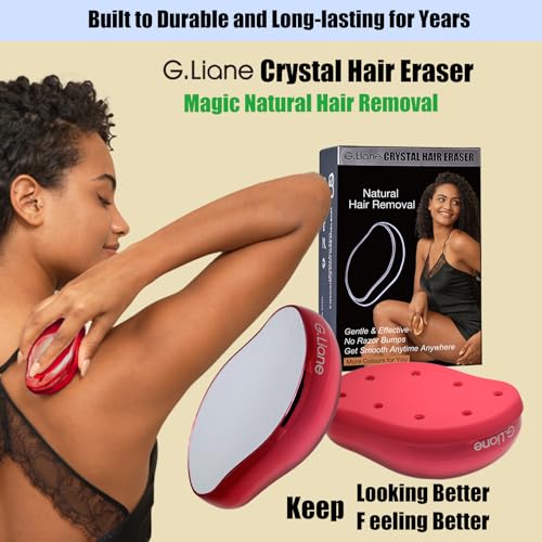 G.Liane Crystal Hair Eraser,Upgraded Painless Crystal Hair Remover,Effective Nano Glass Hair Removal Device and Skin Exfoliation,Body Epilator for Women and Men(Red) - Image 2