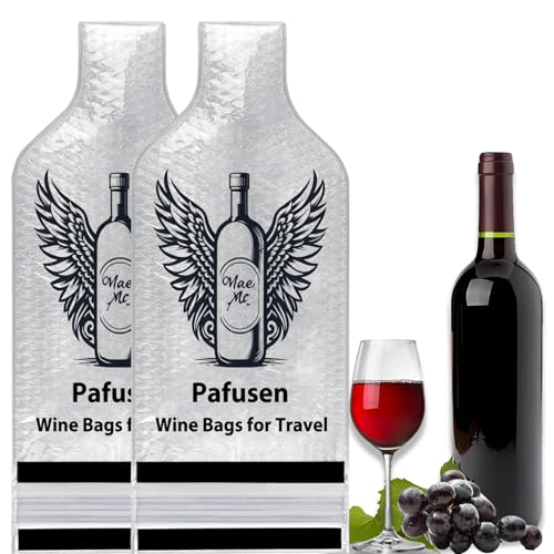 Pafusen 2 Set Wine Bags for Travel, Reusable Wine Bottle Travel Protector Bags, Leak Proof Protective Bottle Bags Sleeves Airplane Cruise Car, Wine Bottle Protector Sleeve