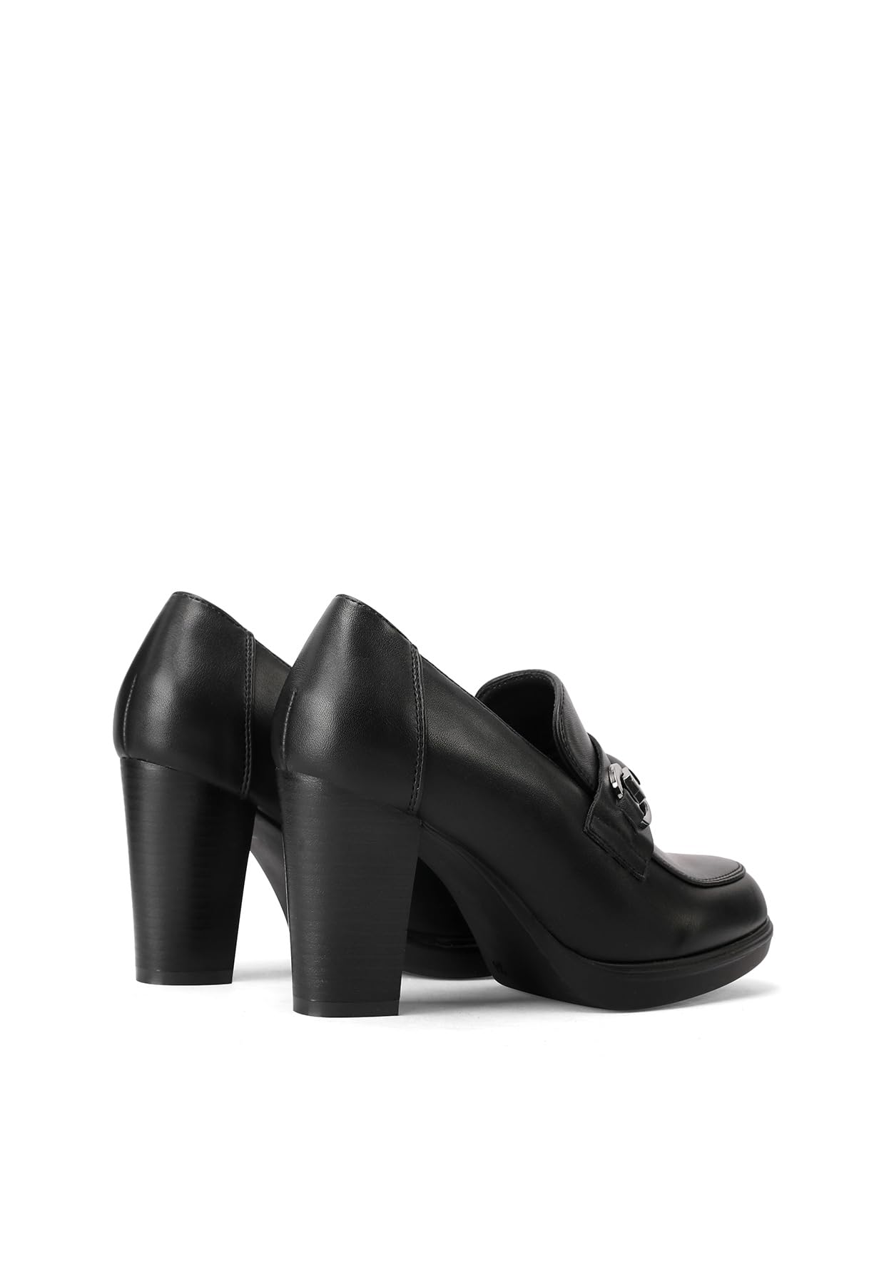 QUEEN HELENA Damskie eleganckie casualowe mokasyny na obcasie z klamrą X31-115