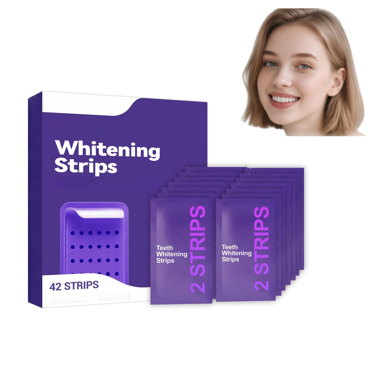 Strisce Sbiancanti Denti - Whitening Strips Senza Perossido per Denti Sensibili, Risultati in 7 Giorni, Sbiancamento Professionale a Casa, Rimuove Macchie Caffè/Vino/Fumo, Sicure per lo Smalt (42pcs)
