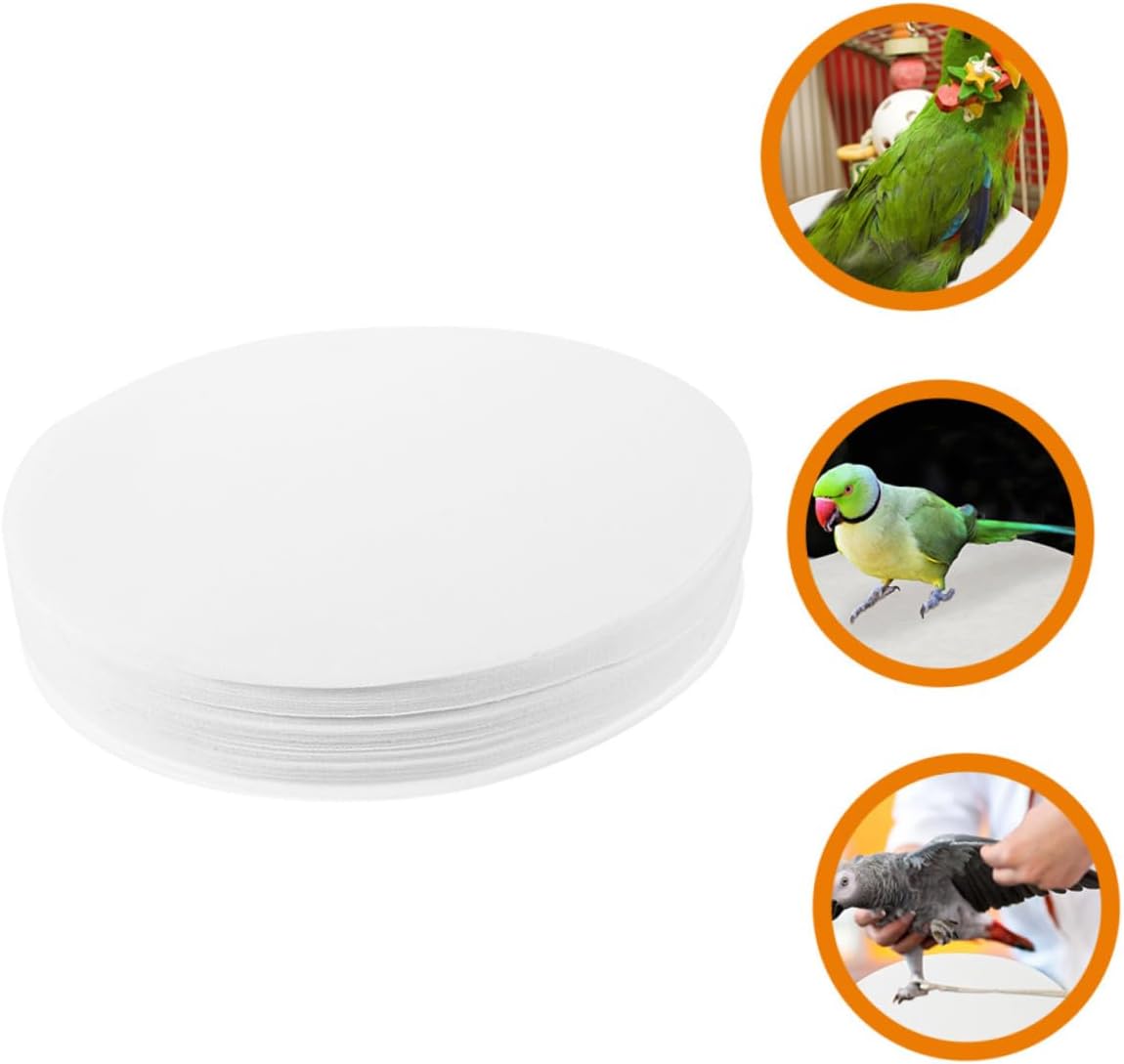 Round Bird Cage Liners 100Pcs Absorbent Non-Woven Cage Bottom Pads for Parakeets and Small Birds Easy Cleanup Water Absorption Mat for Birdcage Accessories