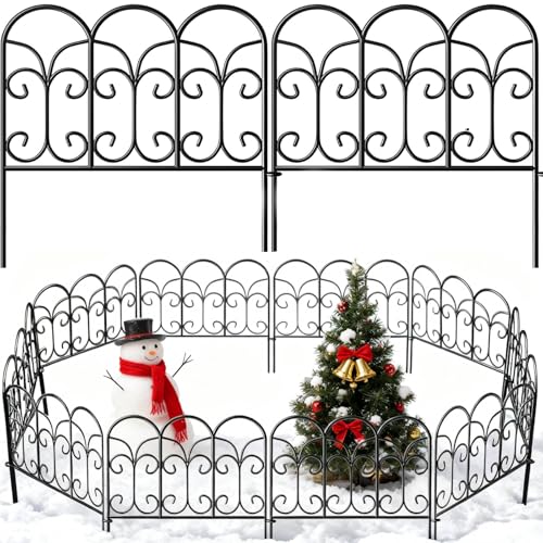 Amagabeli Clôture de Jardin en Métal 46cm(H) x 46cm(L) (5 Panneaux, Longueur Totale 2.3m) Creusage Barrière pour Animaux Clôture Métallique Décorative pour Chien...