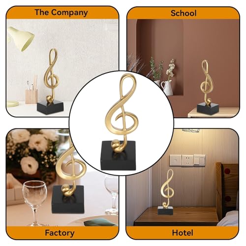 Set 2 Estatuas Decorativas Notas Musicales Doradas miniatura 5