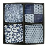Kotobuki Blue and White Small Square Plate Set 3.5