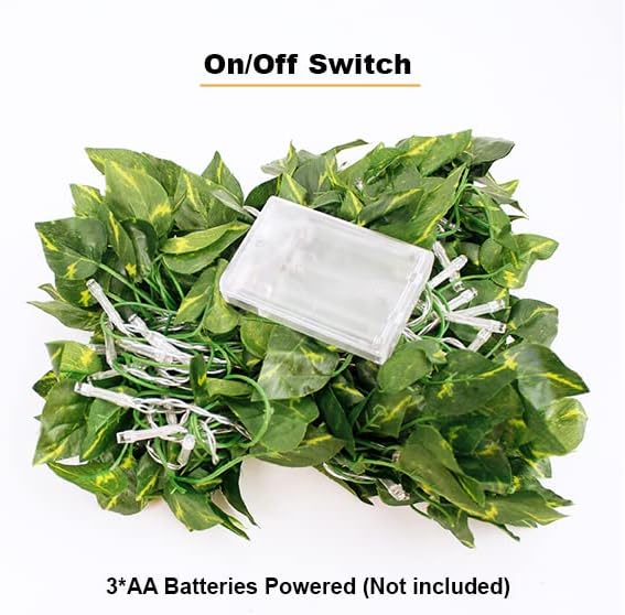 Miniatura 5 de Perfect Holiday 66 luces LED de cadena de cortina de hoja de hiedra con pilas - blanco cálido