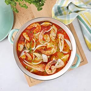 Martha stewart thayer 64 quart enamel on steel scratch resistant dutch oven wlid martha blue induction safe  urban country home decor