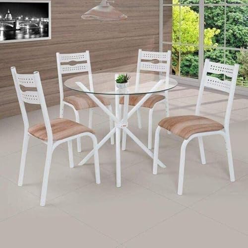 Conjunto de Mesa com 4 Cadeiras Luna Clássica Ciplafe Branco/Capuccino