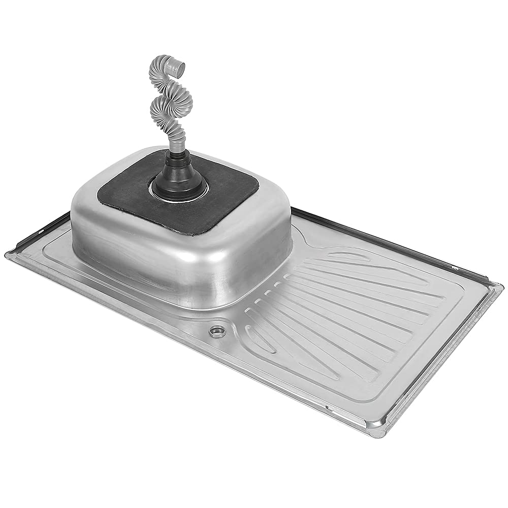 Lavello in acciaio inox, Lavello da incasso con foro per rubinetto,lavello in acciaio inox,Lavello Cucina Vasca con Gocciolatoio DX in Acciaio da Appoggio(90 * 50 * 15 cm (argento))