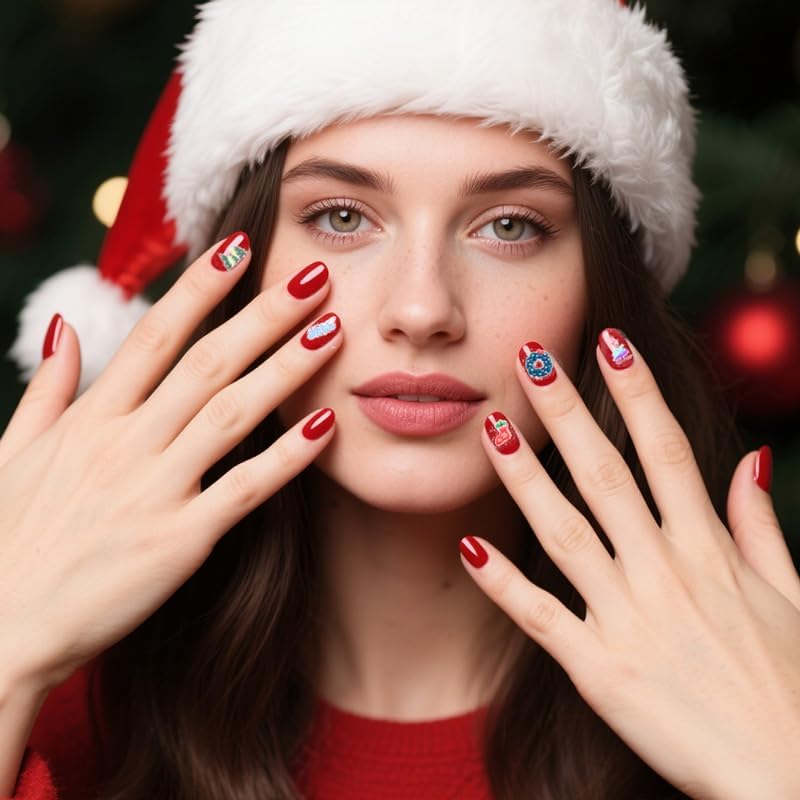 Christmas Tree Nail Sticker for Women Girls 3 Sheets image 4