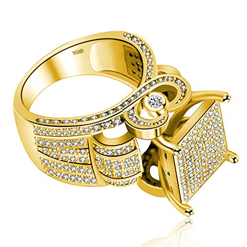 Uloveido Women's 0.4" Wide Square Cluster Engagement Heart Architecture Ring, Cocktail Bling Ring for Her RA02214