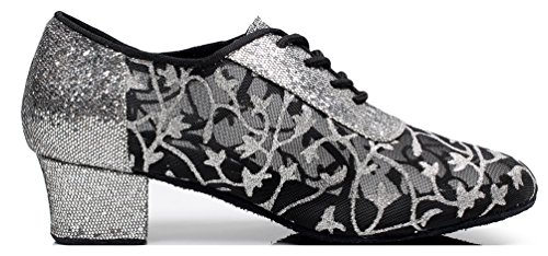 Chaussures de danse latine Salsa Cha-Cha argentées à talon custom - 4
