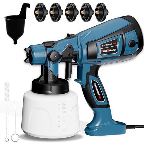 XEEUEX Paint Sprayer, 800W Paint Spray Gun with 1400ML Container, Fence Paint Sprayer with 5 Nozzles...