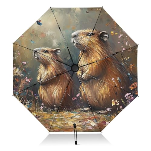Parapluie compact Capybara Garden résistant et étanche de qualité supérieure