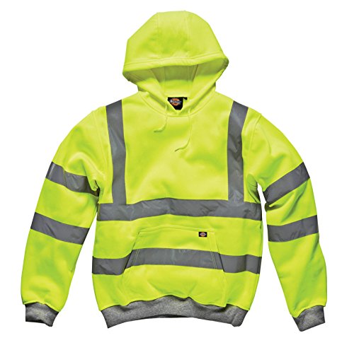 Forever Mens Dickies Hi Viz Hoodie Hooded Sweatshirt High Visibility Workwear Jacket