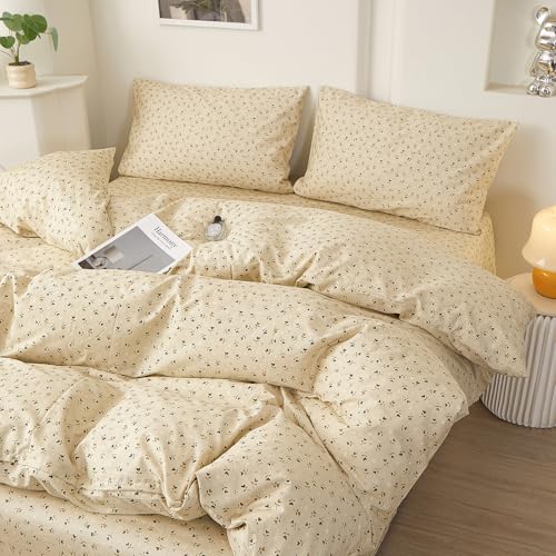 Image of LifeTB Vintage Botanical Floral Comforter Set King Size with 2 Pillowcases | Cute Floral Bedding Comforter Cottagecore Flowers Bedding Set Farmhouse Lightweight Comforter for All Season